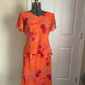 Orange Floral Ruffle 90s  Y2K Blouse